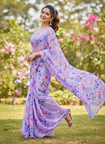 Load image into Gallery viewer, Beautiful Digital Print Nara Chiffon Saree with Blouse
