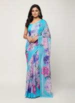 Load image into Gallery viewer, Beautiful Digital Print Nara Chiffon Saree with Blouse
