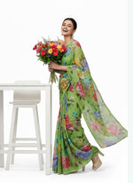 Load image into Gallery viewer, Beautiful Digital Print Nara Chiffon Saree with Blouse
