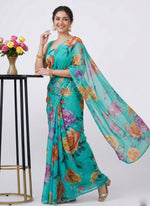 Load image into Gallery viewer, Beautiful Digital Print Nara Chiffon Saree with Blouse