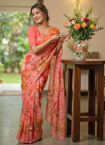 Load image into Gallery viewer, Beautiful Digital Print Nara Chiffon Saree with Blouse
