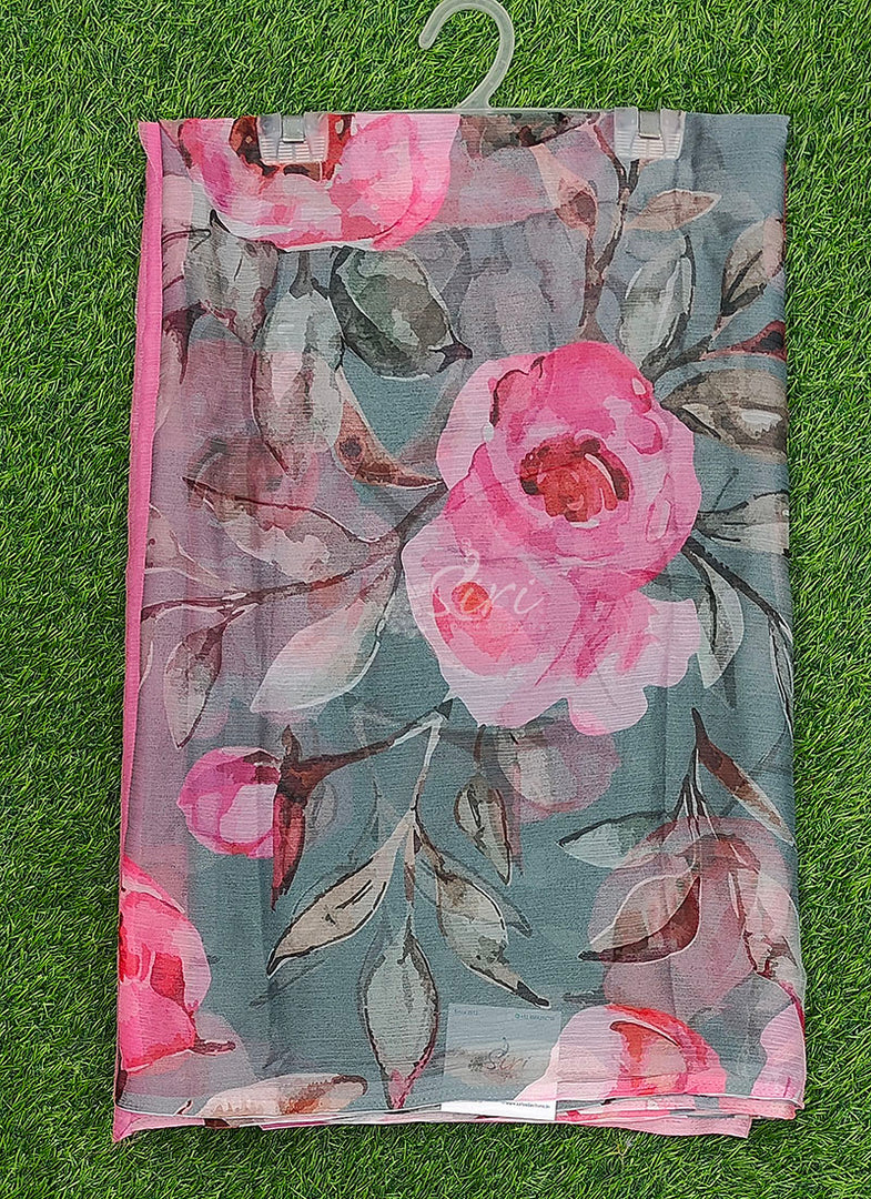 Beautiful Digital Print Nara Chiffon Saree with Blouse