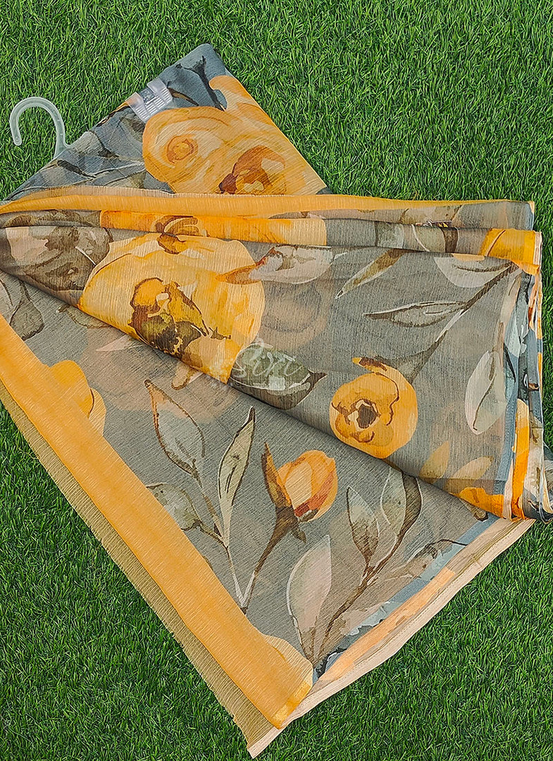 Beautiful Digital Print Nara Chiffon Saree with Blouse