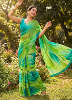 Load image into Gallery viewer, Beautiful Digital Print Nara Chiffon Saree with Blouse
