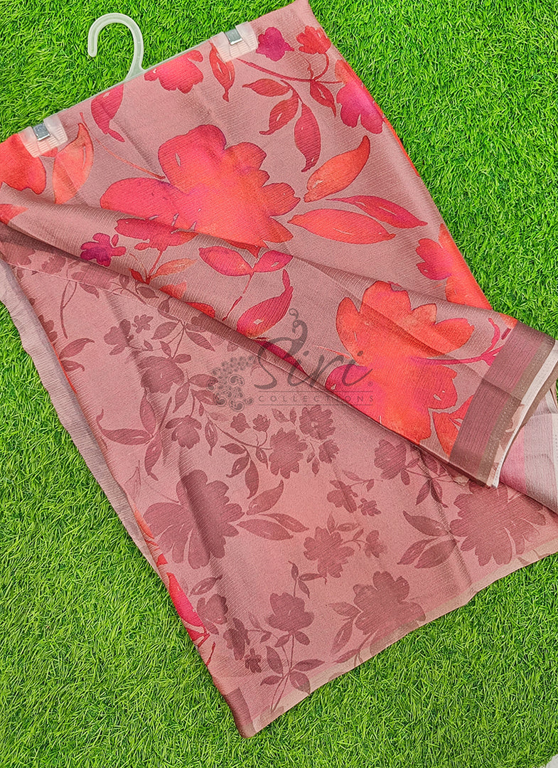 Trendy Digital Print Chiffon Saree in Fine Shimmer Stipes