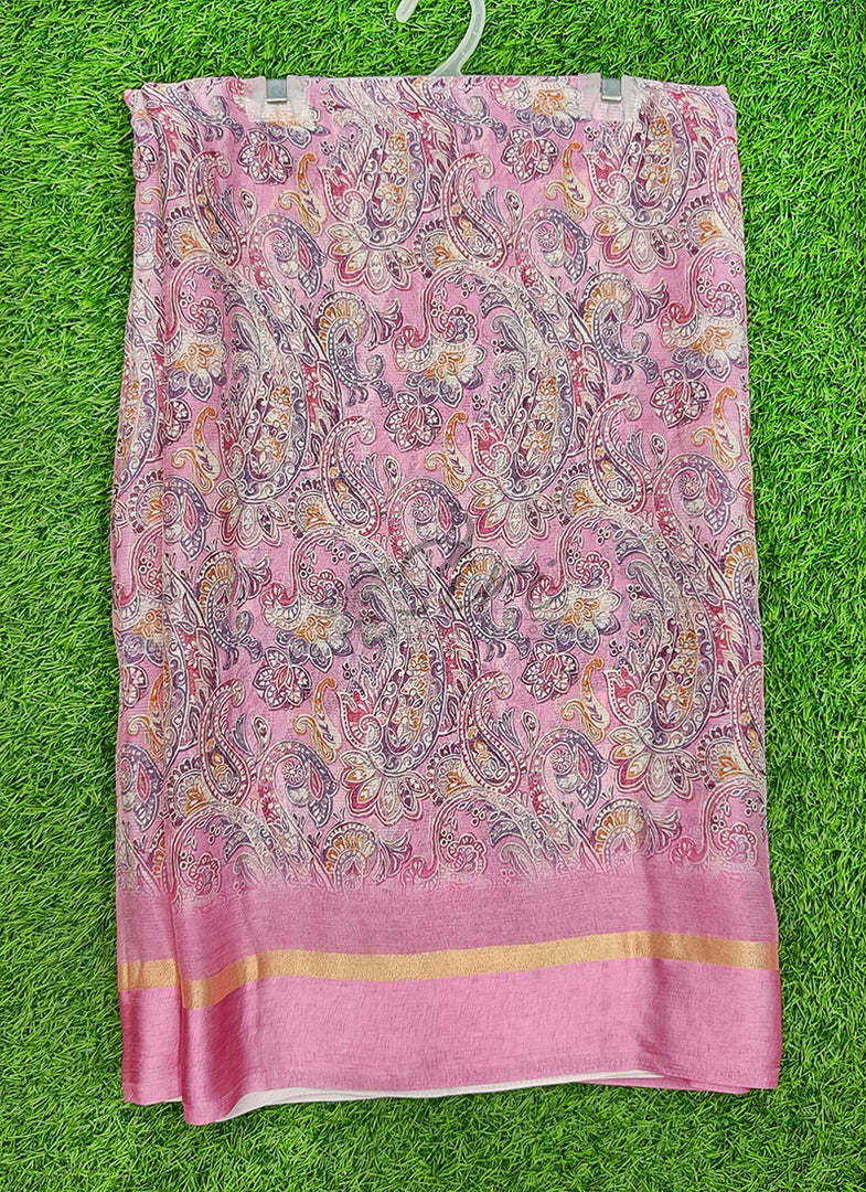 Beautiful Digital Print Chiffon Saree in Satin Borders