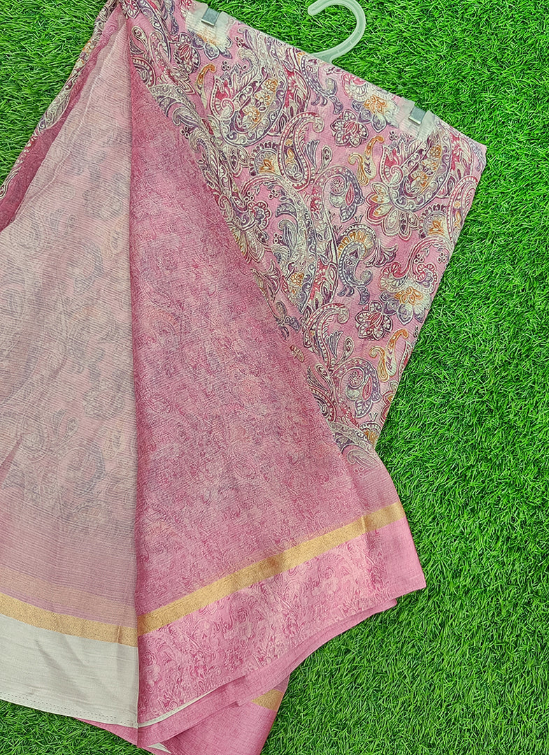 Beautiful Digital Print Chiffon Saree in Satin Borders