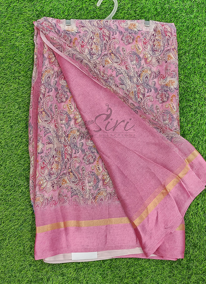 Beautiful Digital Print Chiffon Saree in Satin Borders