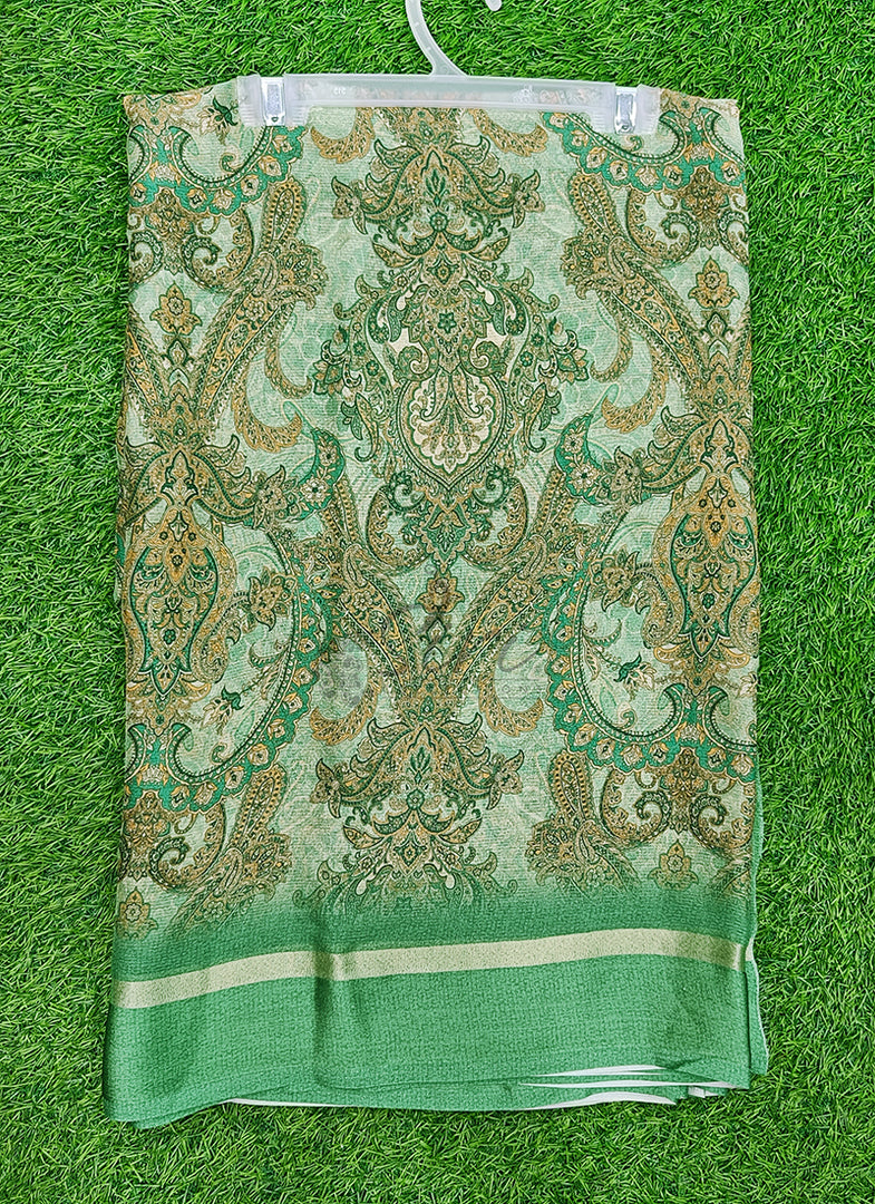 Beautiful Digital Print Chiffon Saree in Satin Borders