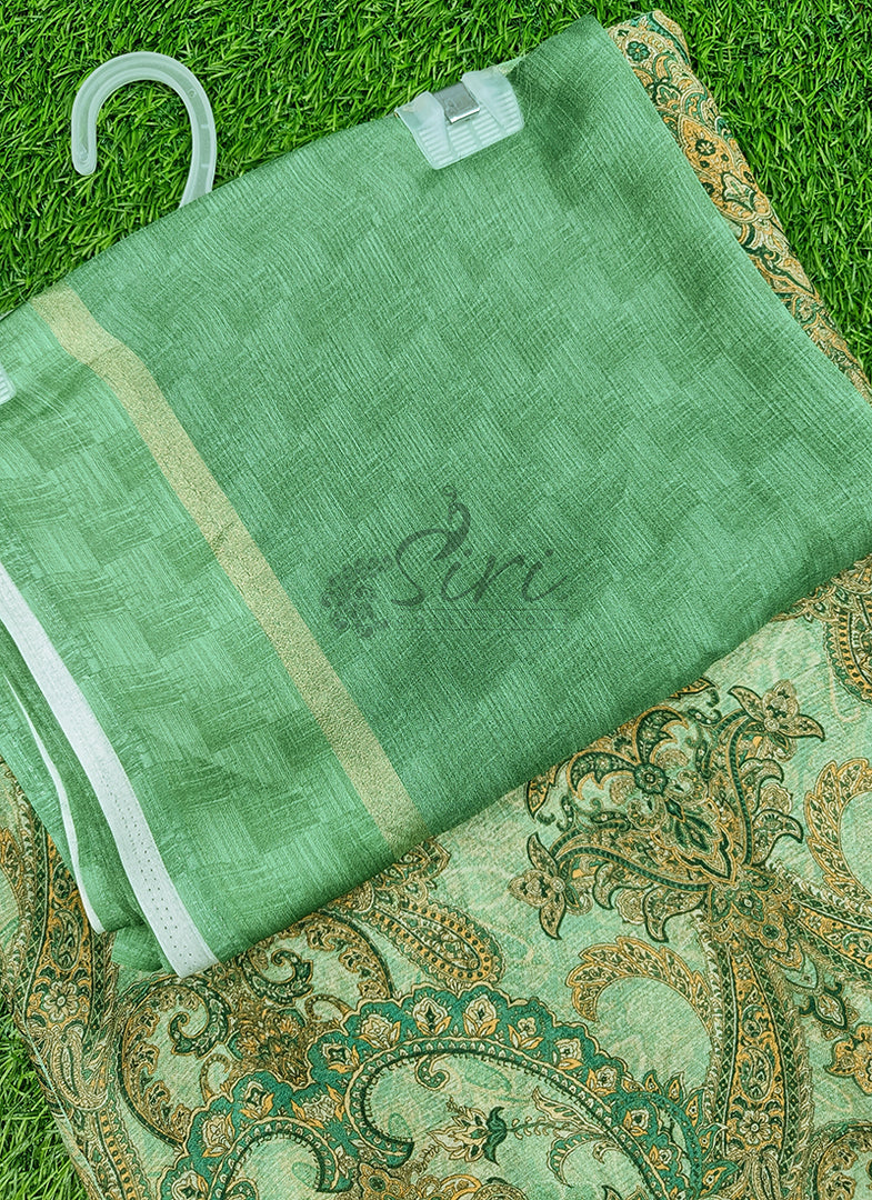 Beautiful Digital Print Chiffon Saree in Satin Borders