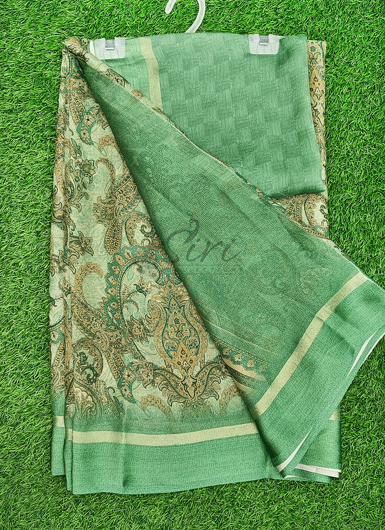 Beautiful Digital Print Chiffon Saree in Satin Borders