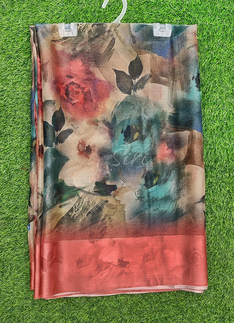 Lovely Premium Digital Print Chiffon Saree in Satin Finish Border
