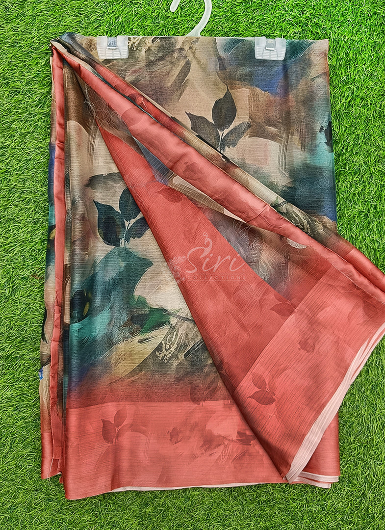 Lovely Premium Digital Print Chiffon Saree in Satin Finish Border