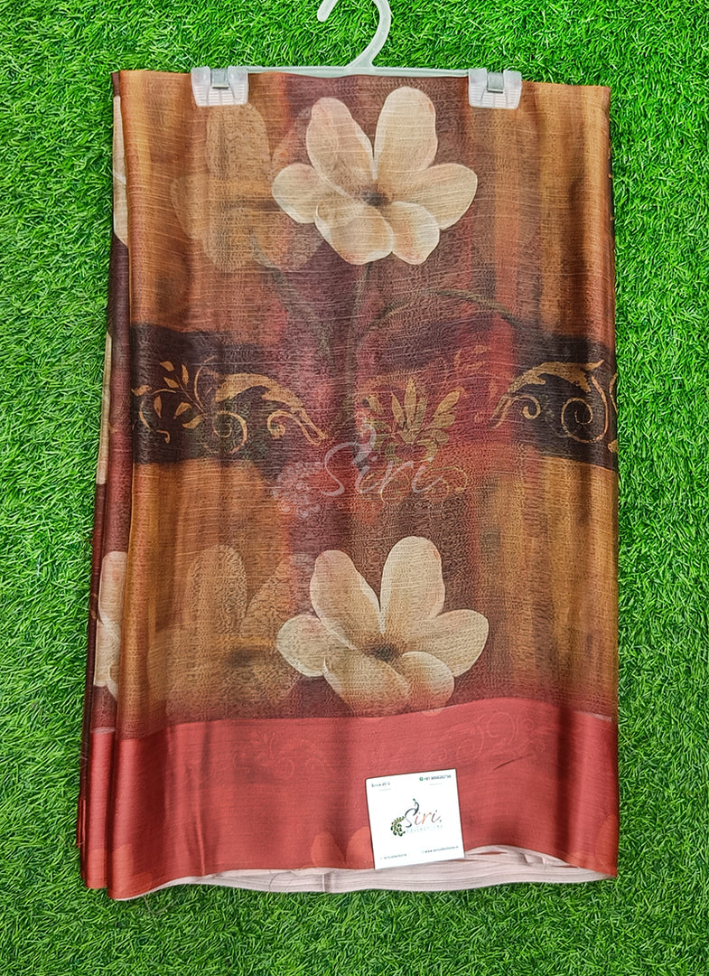 Lovely Premium Digital Print Chiffon Saree in Satin Finish Border