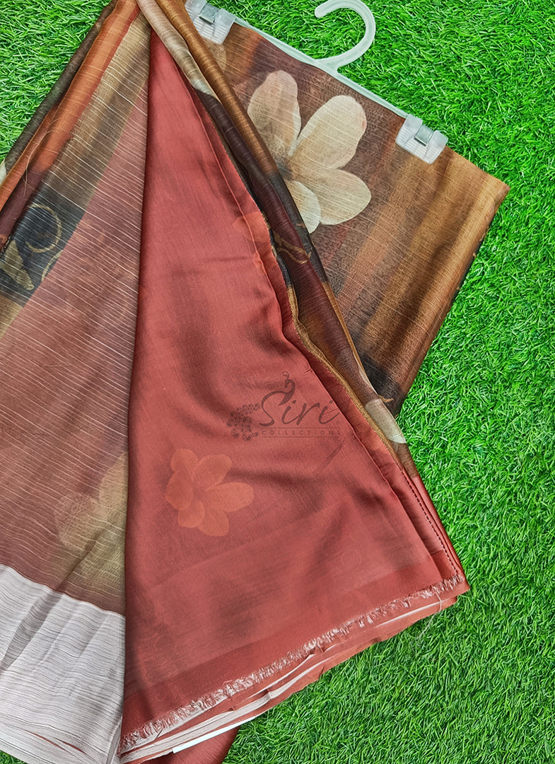 Lovely Premium Digital Print Chiffon Saree in Satin Finish Border