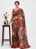 Load image into Gallery viewer, Lovely Premium Digital Print Chiffon Saree in Satin Finish Border