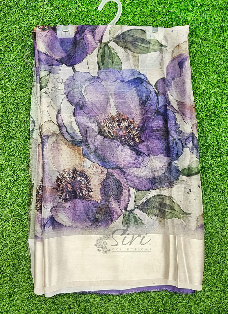 Lovely Premium Digital Print Chiffon Saree in Satin Finish Border