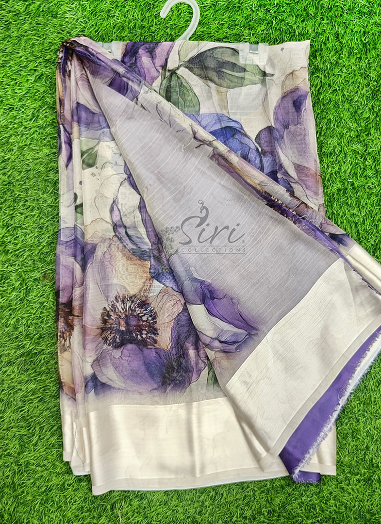Lovely Premium Digital Print Chiffon Saree in Satin Finish Border