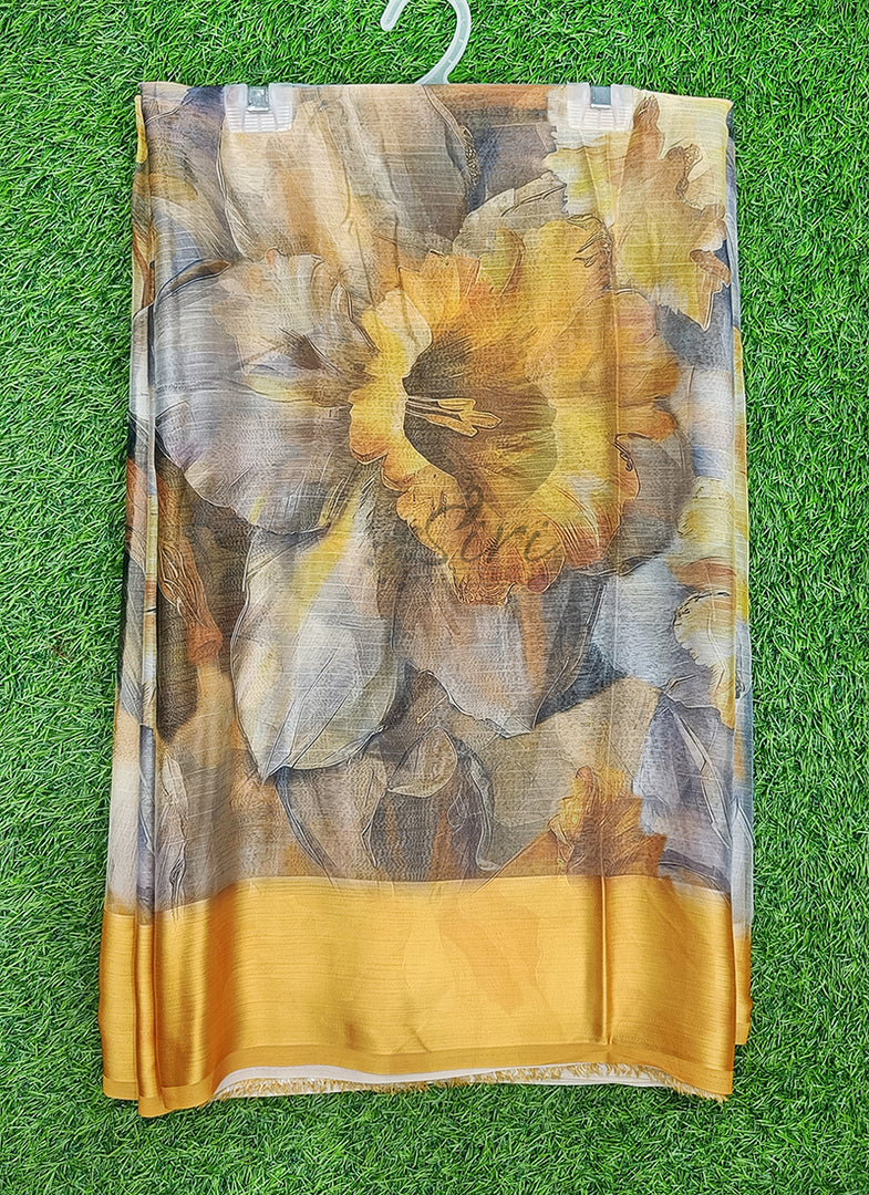 Lovely Premium Digital Print Chiffon Saree in Satin Finish Border