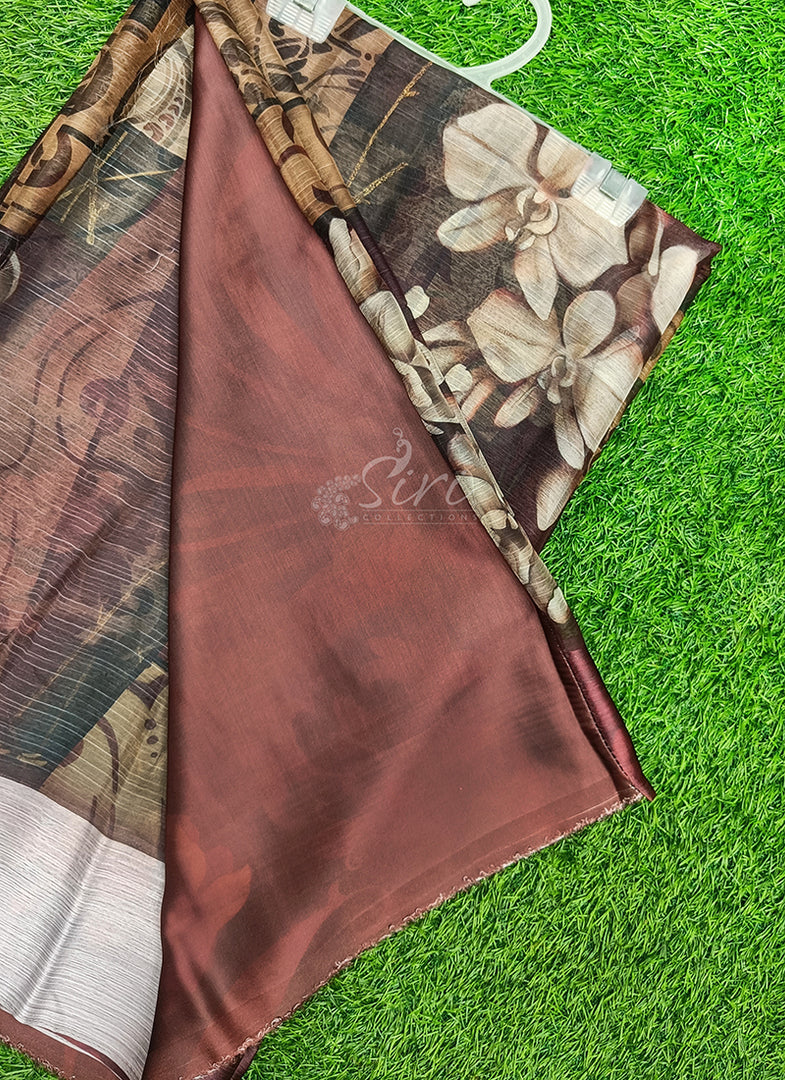 Lovely Premium Digital Print Chiffon Saree in Satin Finish Border
