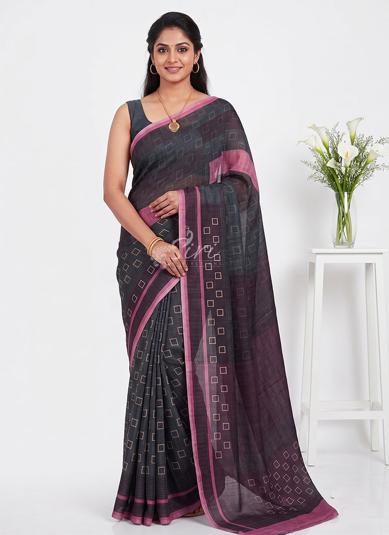Siri Collections Premium Digital Print Chiffon Sarees with Blouse