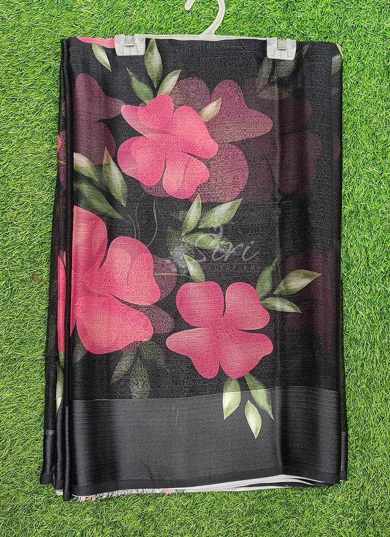 Lovely Premium Digital Print Chiffon Saree in Satin Finish Border