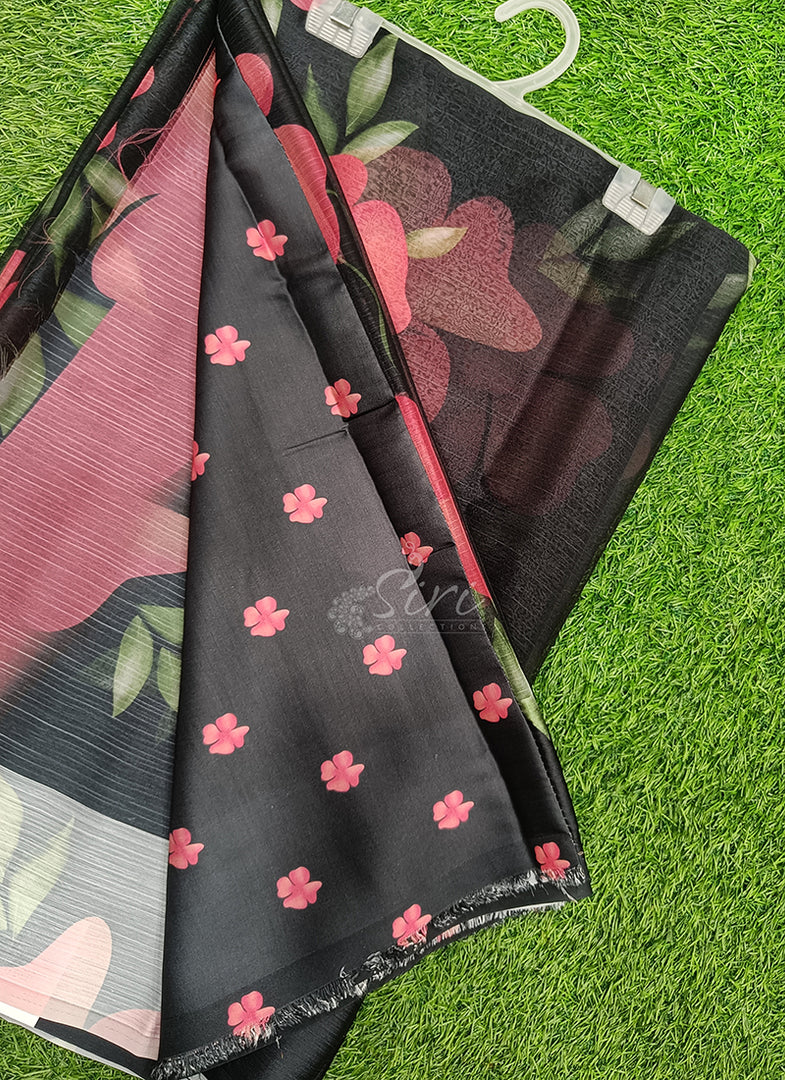 Lovely Premium Digital Print Chiffon Saree in Satin Finish Border