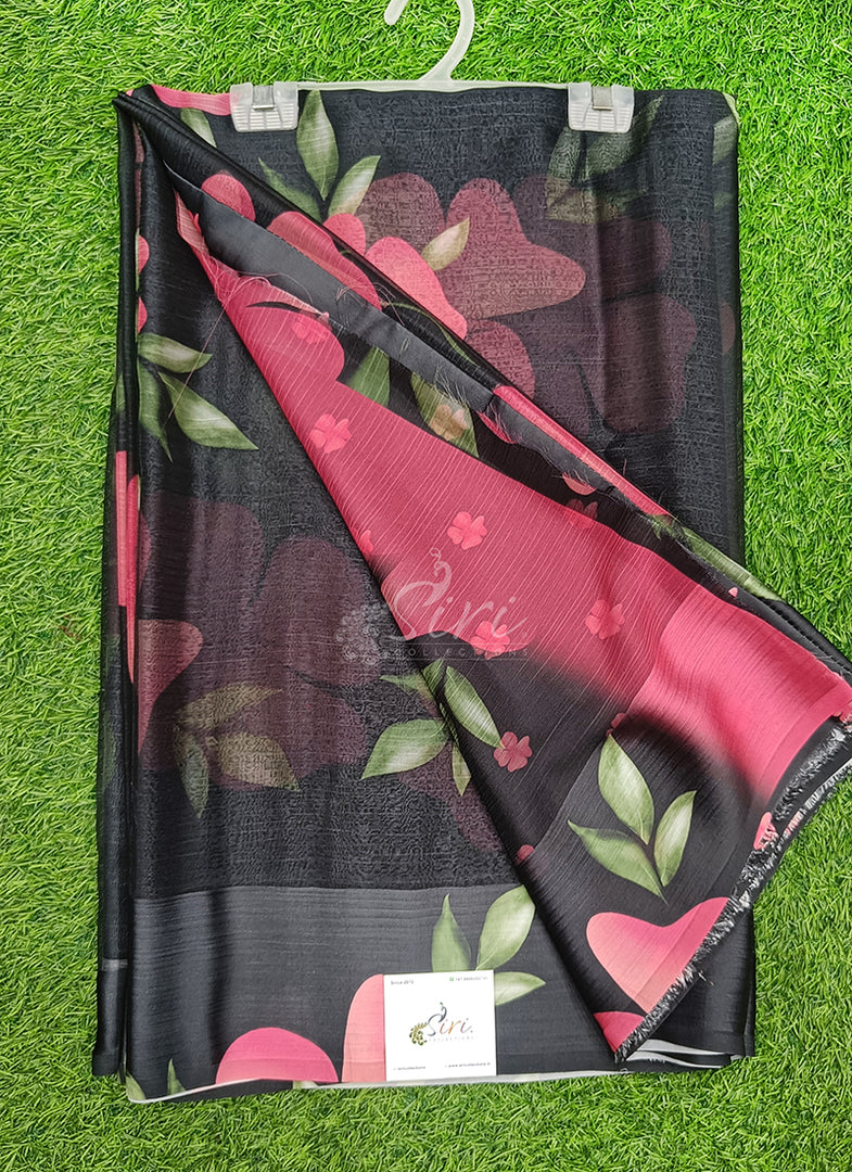 Lovely Premium Digital Print Chiffon Saree in Satin Finish Border