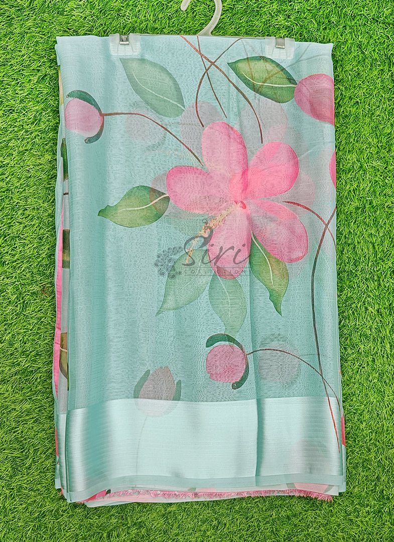 Lovely Premium Digital Print Chiffon Saree in Satin Finish Border