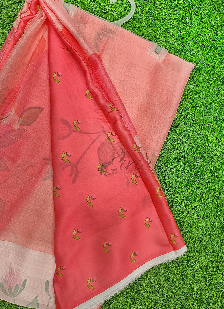 Lovely Premium Digital Print Chiffon Saree in Satin Finish Border