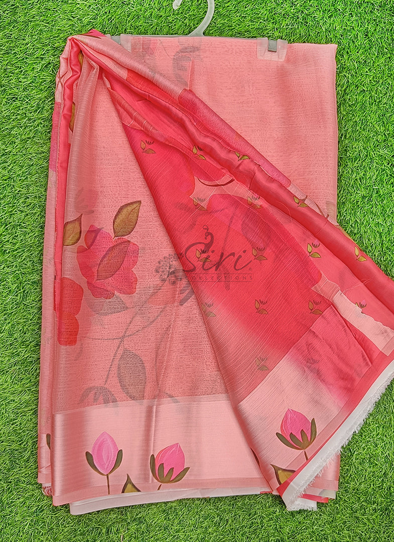 Lovely Premium Digital Print Chiffon Saree in Satin Finish Border