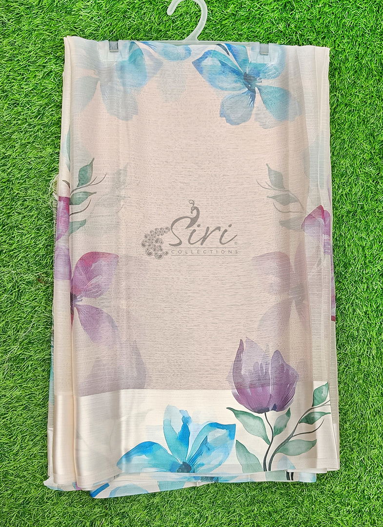 Lovely Premium Digital Print Chiffon Saree in Satin Finish Border