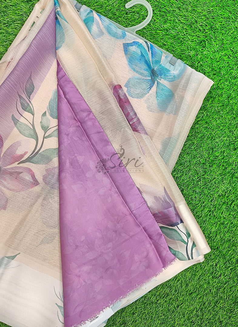 Lovely Premium Digital Print Chiffon Saree in Satin Finish Border