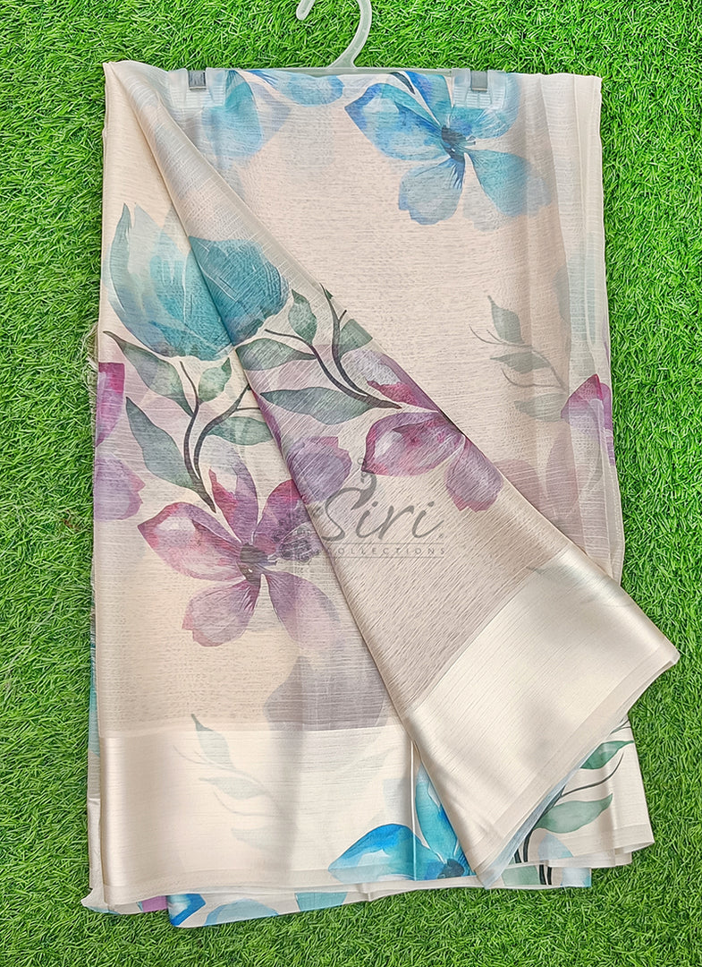 Lovely Premium Digital Print Chiffon Saree in Satin Finish Border