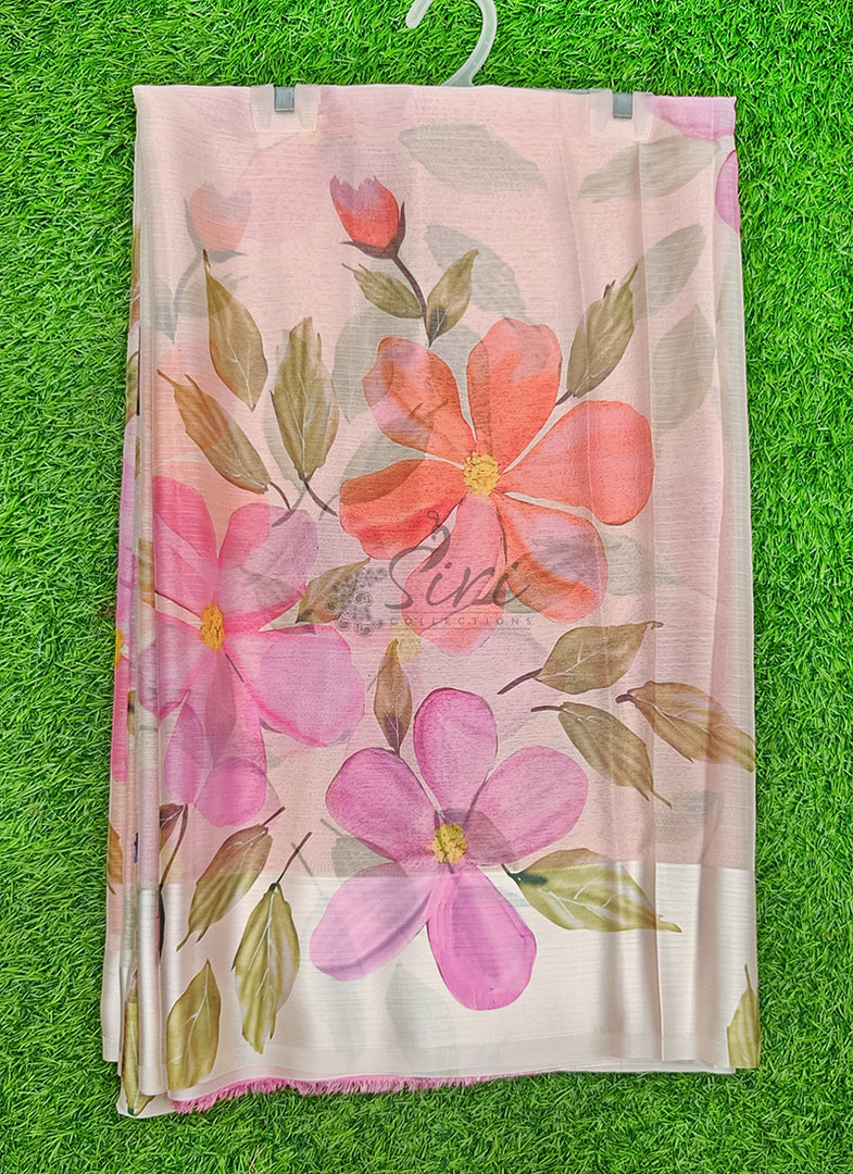 Lovely Premium Digital Print Chiffon Saree in Satin Finish Border