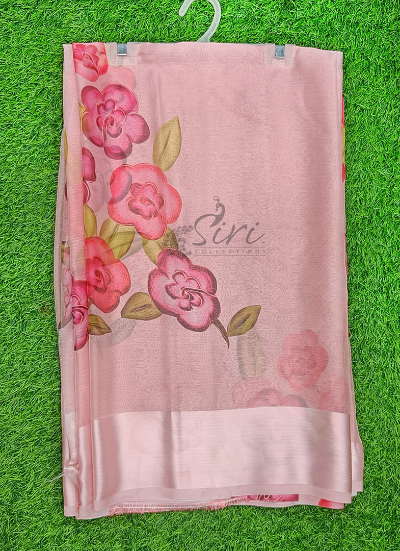 Lovely Premium Digital Print Chiffon Saree in Satin Finish Border