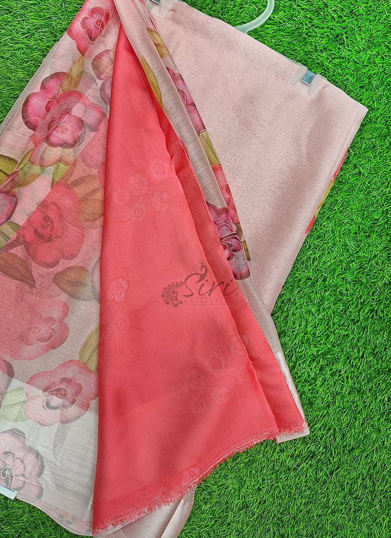 Lovely Premium Digital Print Chiffon Saree in Satin Finish Border