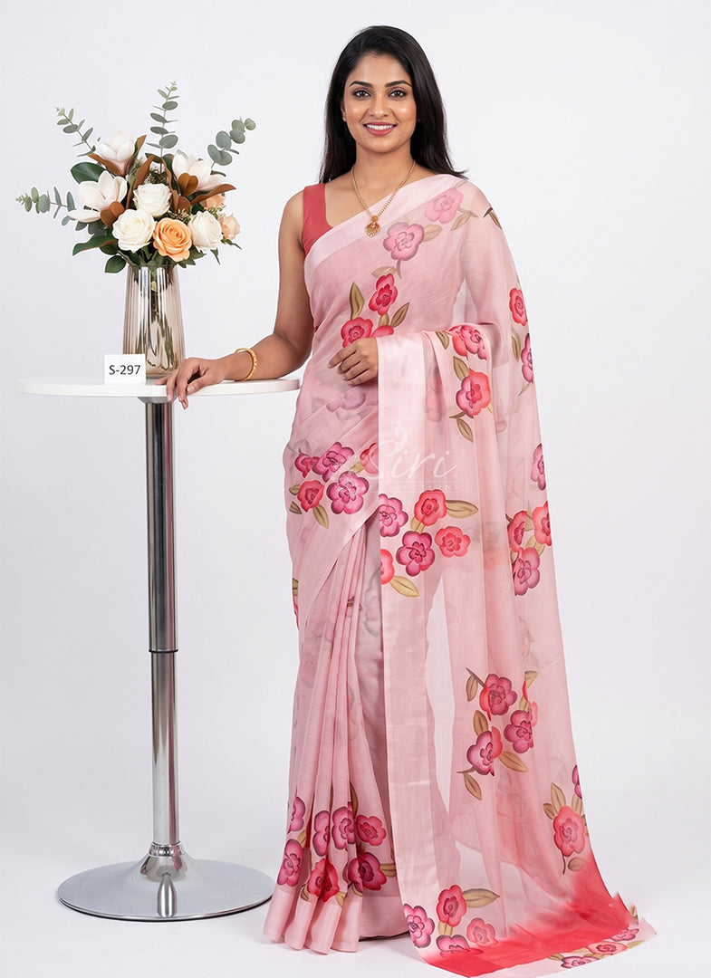 Lovely Premium Digital Print Chiffon Saree in Satin Finish Border