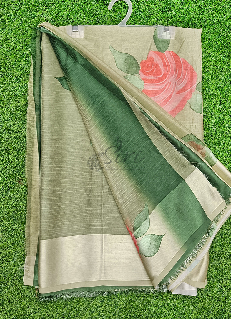 Lovely Premium Digital Print Chiffon Saree in Satin Finish Border