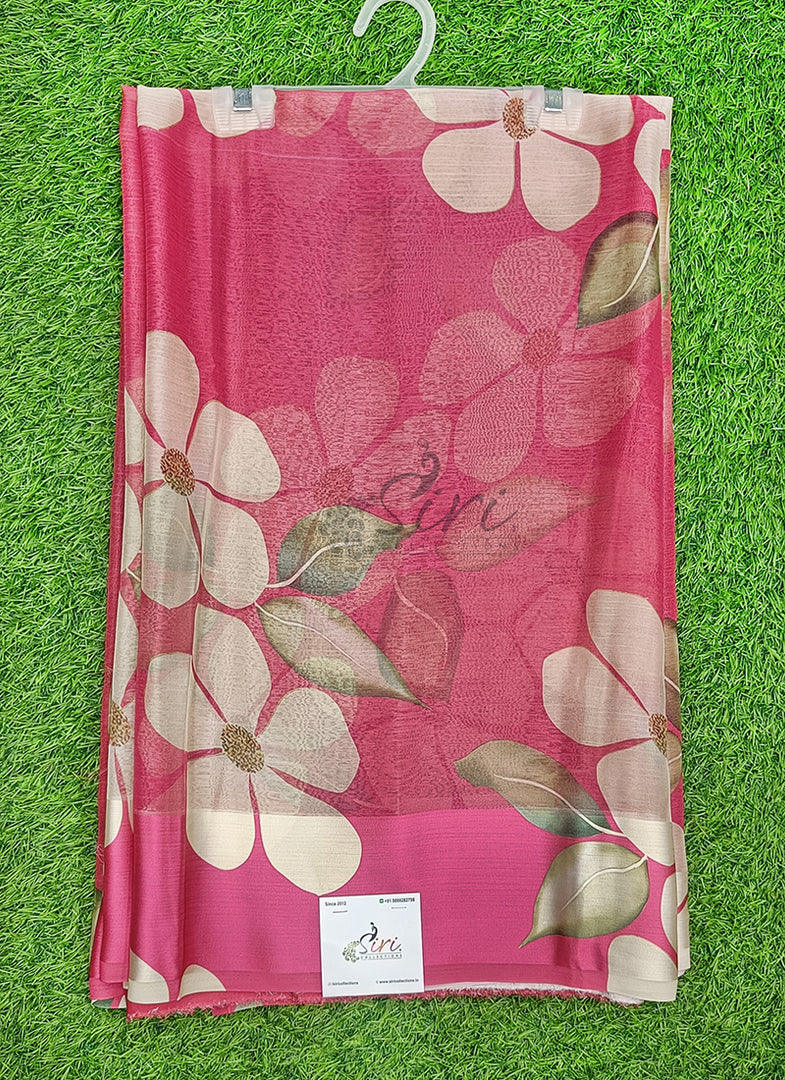 Lovely Premium Digital Print Chiffon Saree in Satin Finish Border
