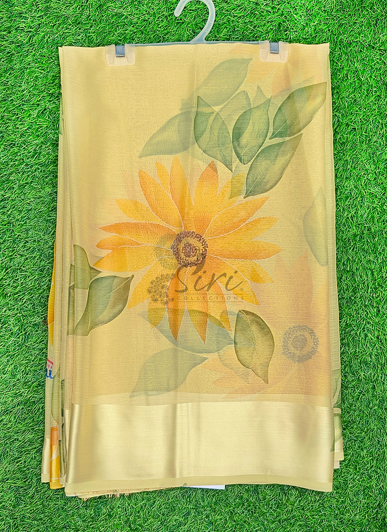 Lovely Premium Digital Print Chiffon Saree in Satin Finish Border