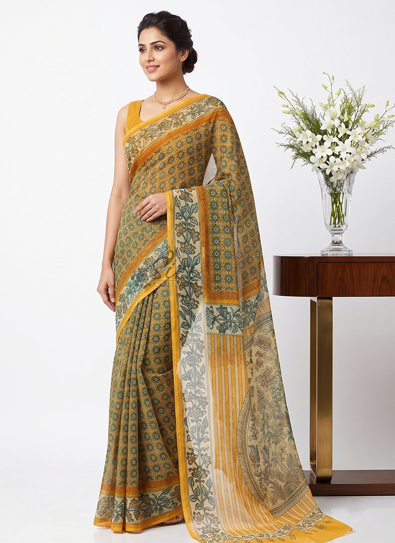 Siri Collections Premium Digital Print Chiffon Sarees with Blouse