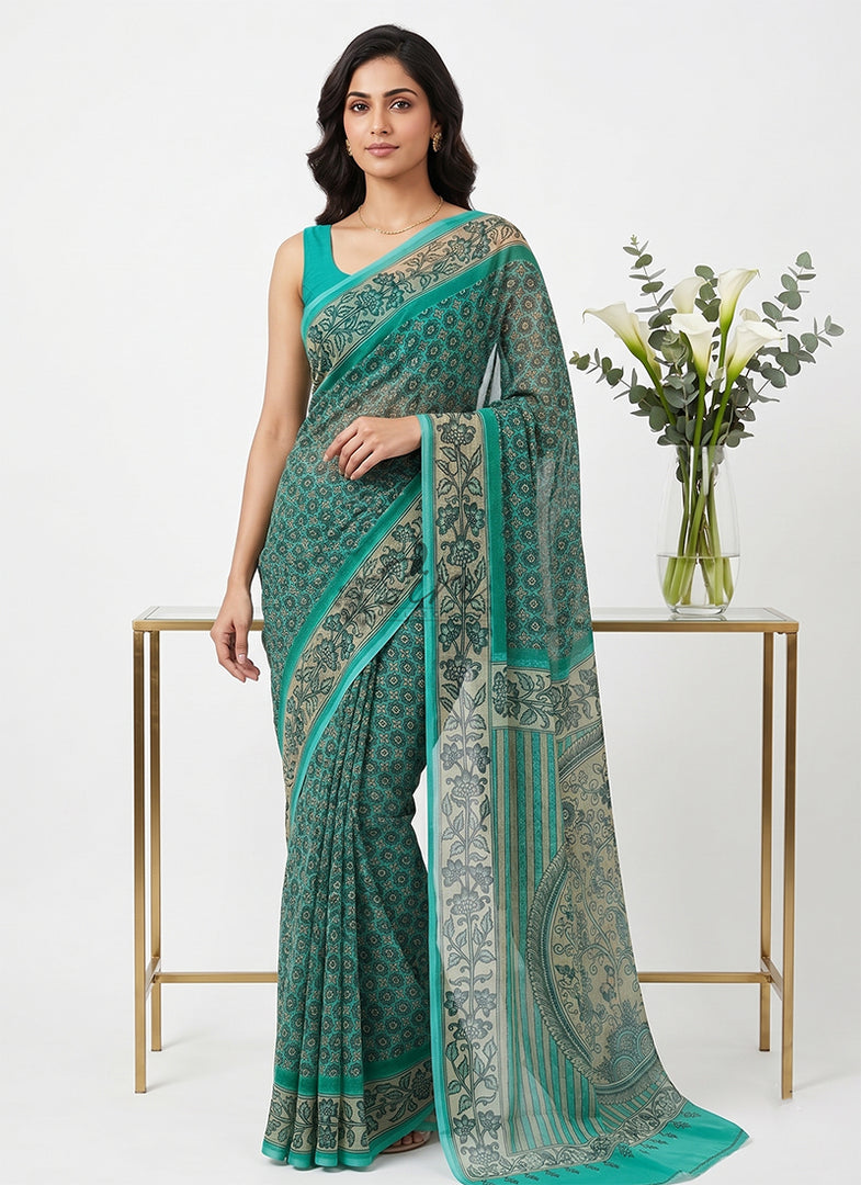 Siri Collections Premium Digital Print Chiffon Sarees with Blouse