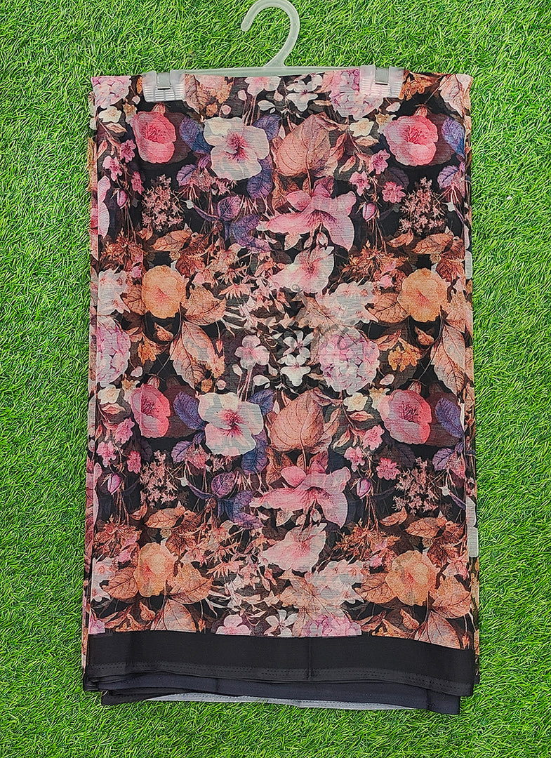Siri Collections Premium Digital Print Chiffon Sarees with Blouse