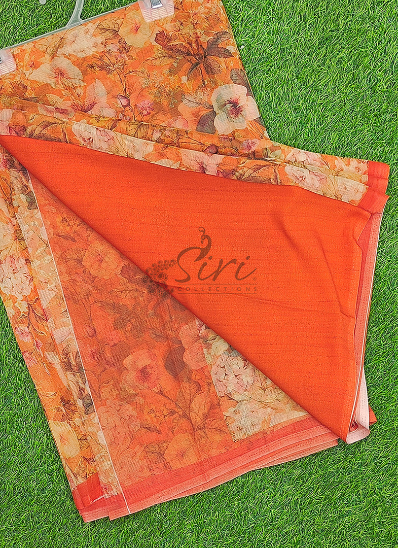 Siri Collections Premium Digital Print Chiffon Sarees with Blouse