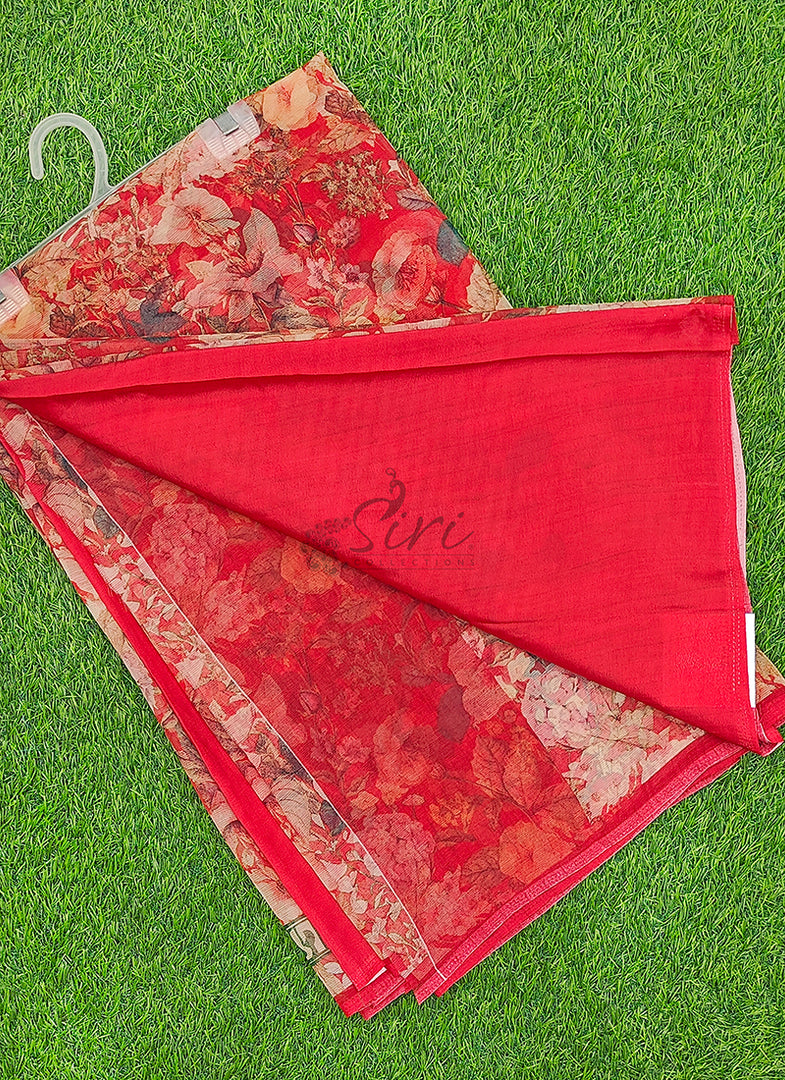 Siri Collections Premium Digital Print Chiffon Sarees with Blouse