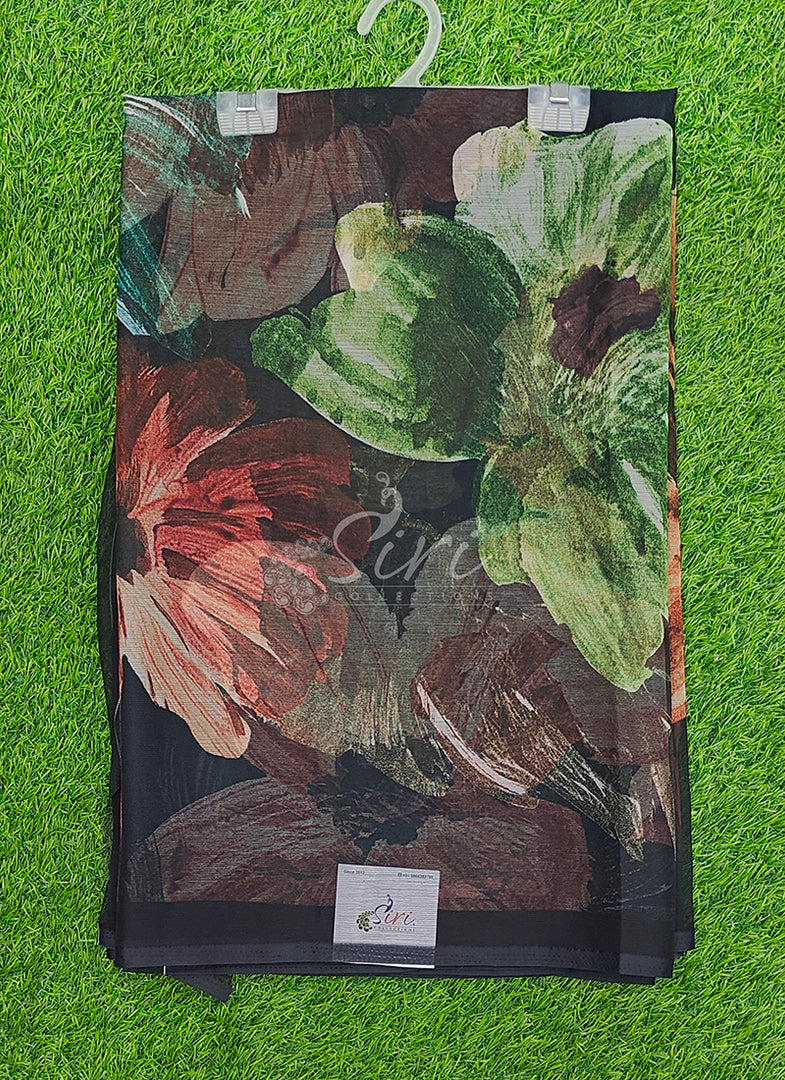 Siri Collections Premium Digital Print Chiffon Sarees with Blouse