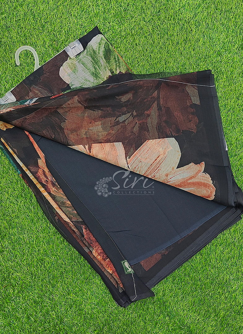 Siri Collections Premium Digital Print Chiffon Sarees with Blouse