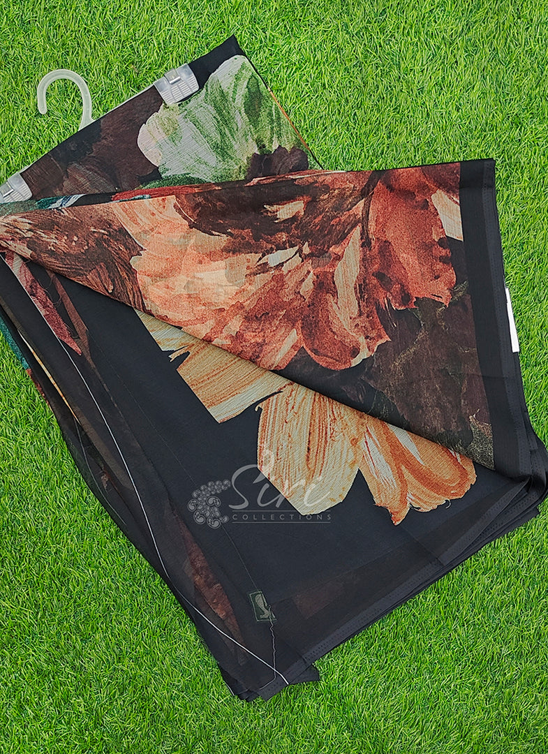 Siri Collections Premium Digital Print Chiffon Sarees with Blouse