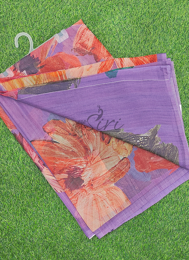Siri Collections Premium Digital Print Chiffon Sarees with Blouse